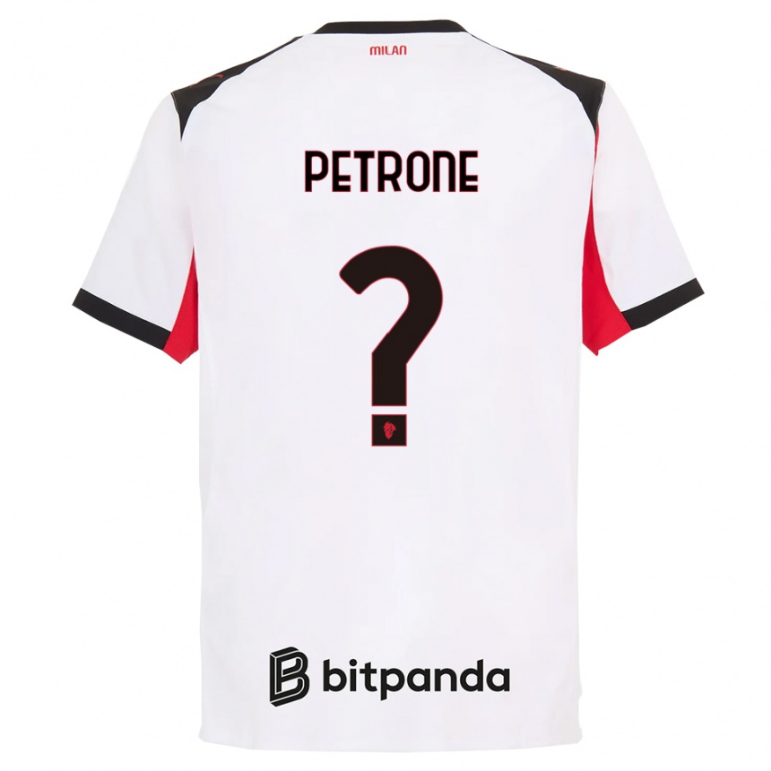 נשים כדורגל Daniele Petrone #0 לבן שחור הרחק ג'רזי 2025/26
