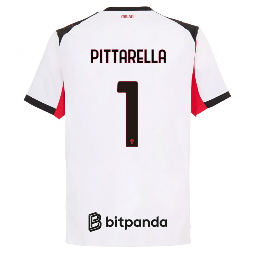 נשים כדורגל Matteo Pittarella #1 לבן שחור הרחק ג'רזי 2025/26