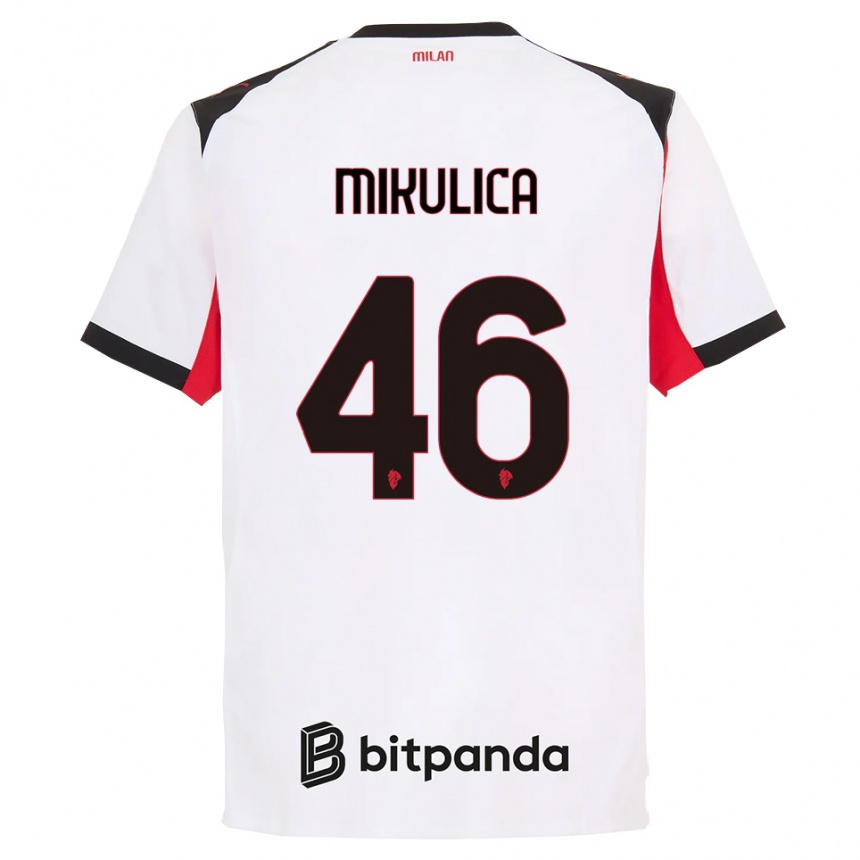 נשים כדורגל Petra Mikulica #46 לבן שחור הרחק ג'רזי 2025/26