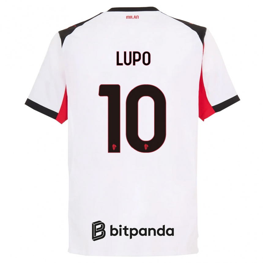 נשים כדורגל Simone Lupo #10 לבן שחור הרחק ג'רזי 2025/26