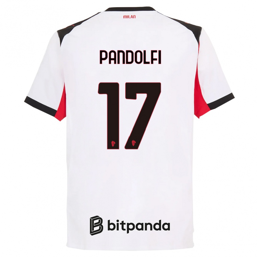 נשים כדורגל Fabio Pandolfi #17 לבן שחור הרחק ג'רזי 2025/26
