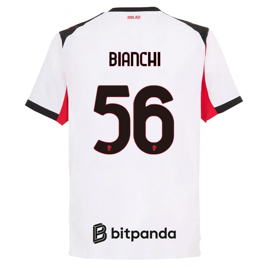 נשים כדורגל Alessandro Bianchi #56 לבן שחור הרחק ג'רזי 2025/26