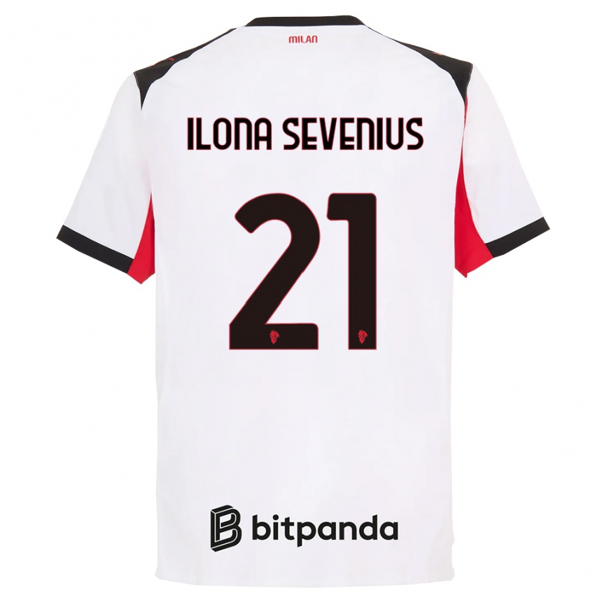 נשים כדורגל Oona Ilona Sevenius #21 לבן שחור הרחק ג'רזי 2025/26