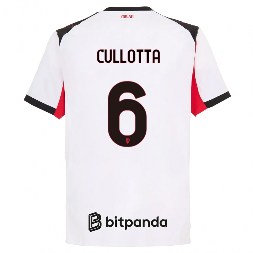 נשים כדורגל Andrea Cullotta #6 לבן שחור הרחק ג'רזי 2025/26