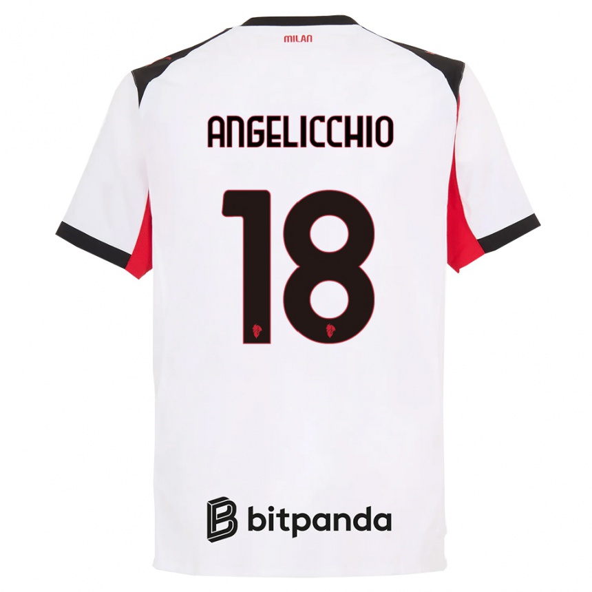 נשים כדורגל Mattia Angelicchio #18 לבן שחור הרחק ג'רזי 2025/26