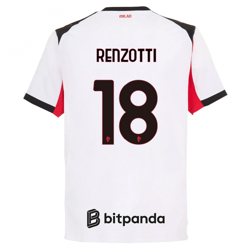 נשים כדורגל Monica Renzotti #18 לבן שחור הרחק ג'רזי 2025/26