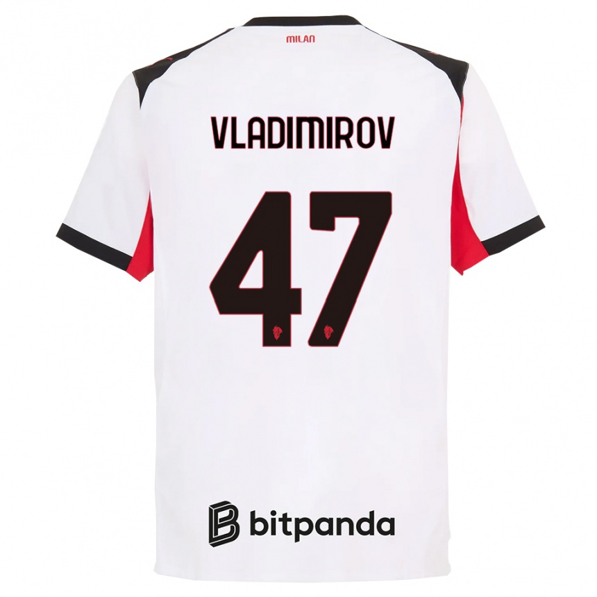 נשים כדורגל Valeri Vladimirov #47 לבן שחור הרחק ג'רזי 2025/26