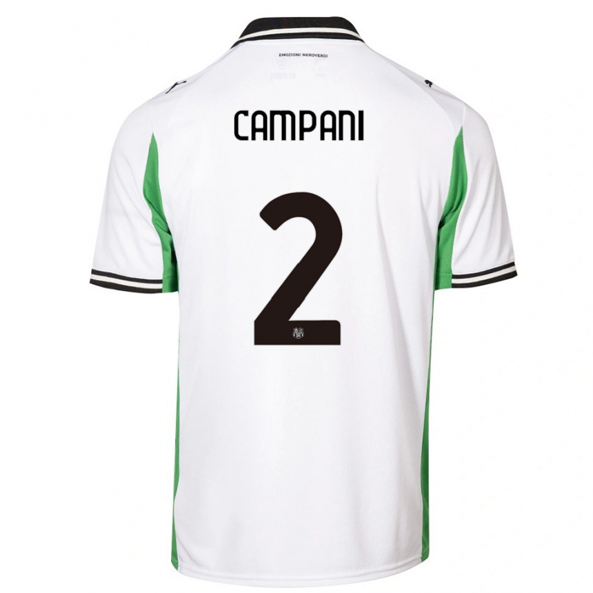 נשים כדורגל Andrea Campani #2 לבן ירוק שחור הרחק ג'רזי 2025/26