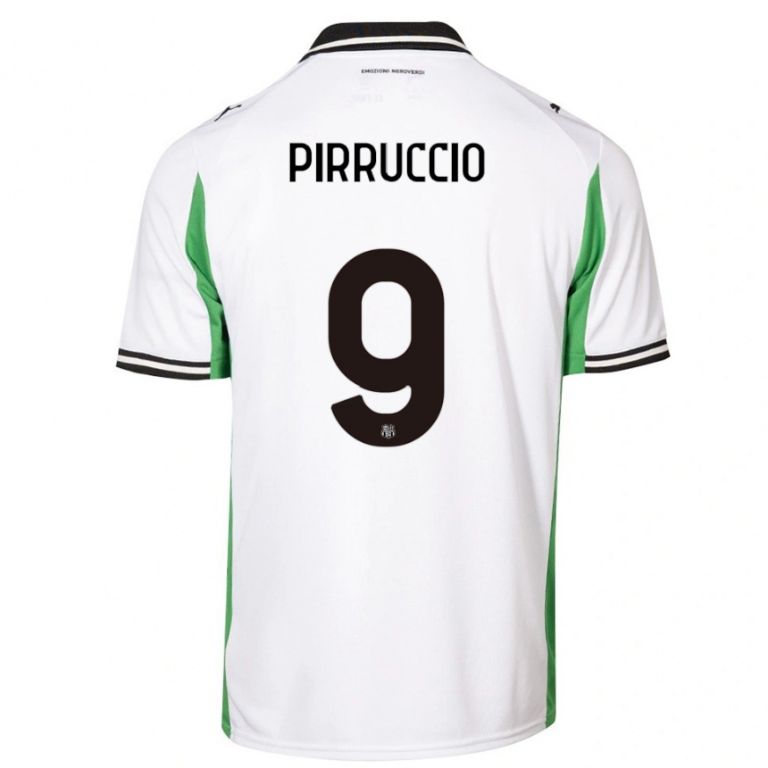 נשים כדורגל Federico Pirruccio #9 לבן ירוק שחור הרחק ג'רזי 2025/26