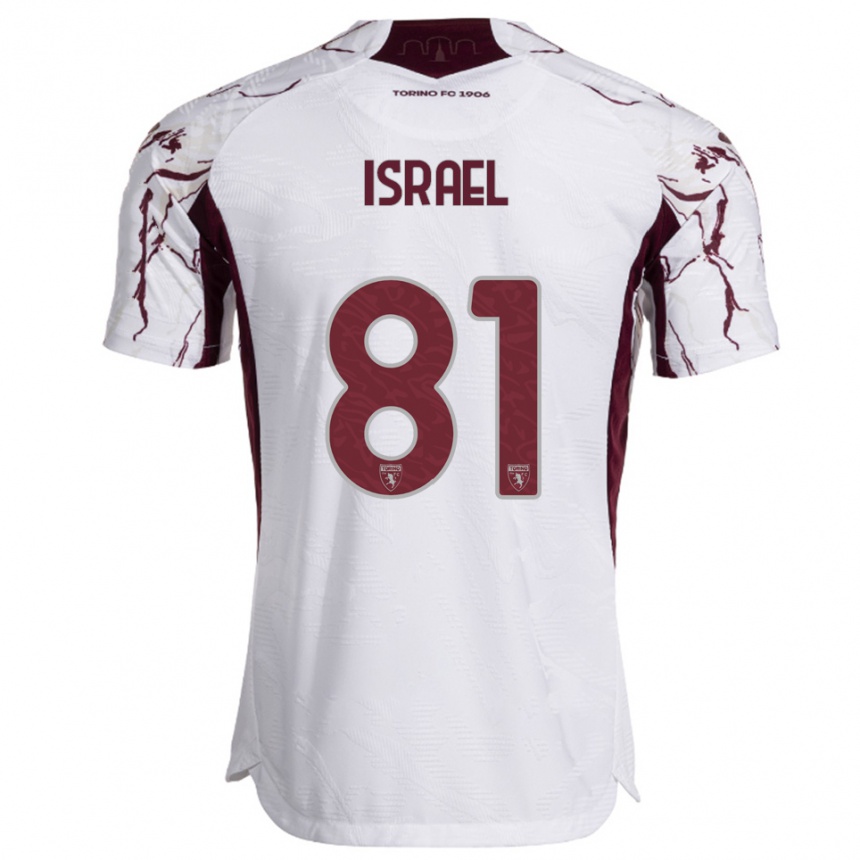 נשים כדורגל פרנקו ישראל #81 לבן בורגונדי הרחק ג'רזי 2025/26