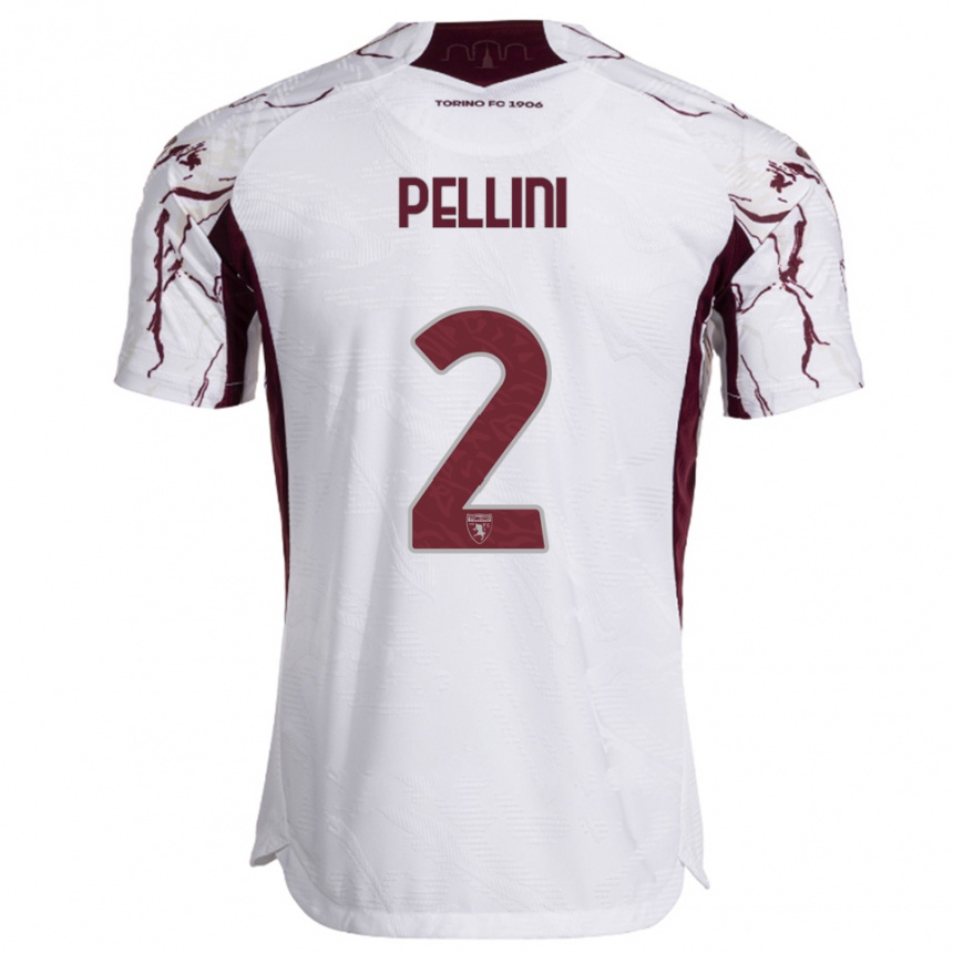 נשים כדורגל Mattia Pellini #2 לבן בורגונדי הרחק ג'רזי 2025/26