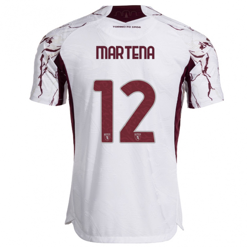 נשים כדורגל Gabriele Martena #12 לבן בורגונדי הרחק ג'רזי 2025/26