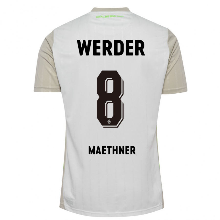 נשים כדורגל Finn Maethner #8 לבן שחור הרחק ג'רזי 2025/26