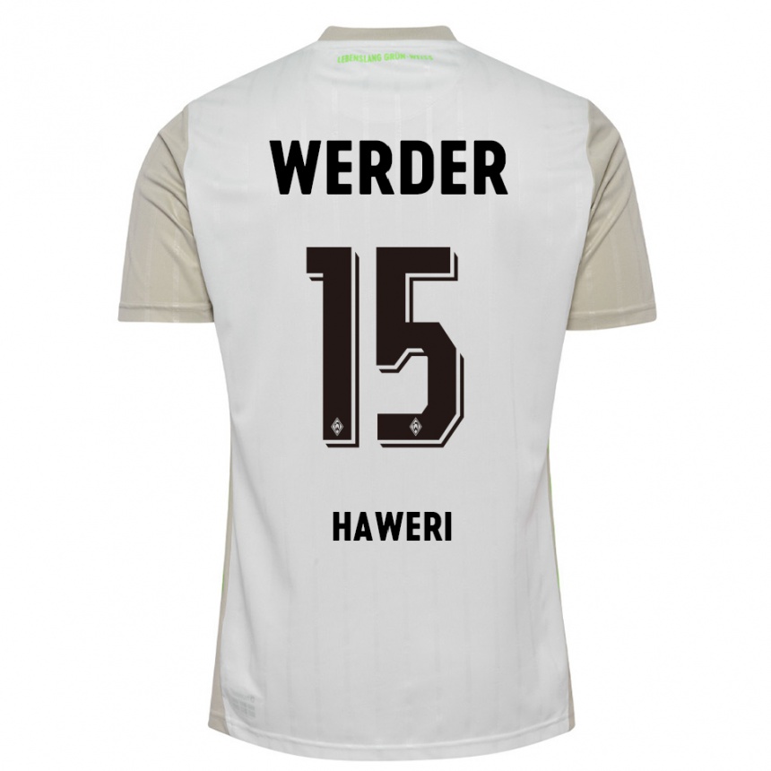 נשים כדורגל Adrian Haweri #15 לבן שחור הרחק ג'רזי 2025/26
