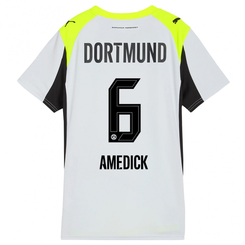 נשים כדורגל מייק אמדיק #6 צהוב פלואורסצנטי הרחק ג'רזי 2025/26