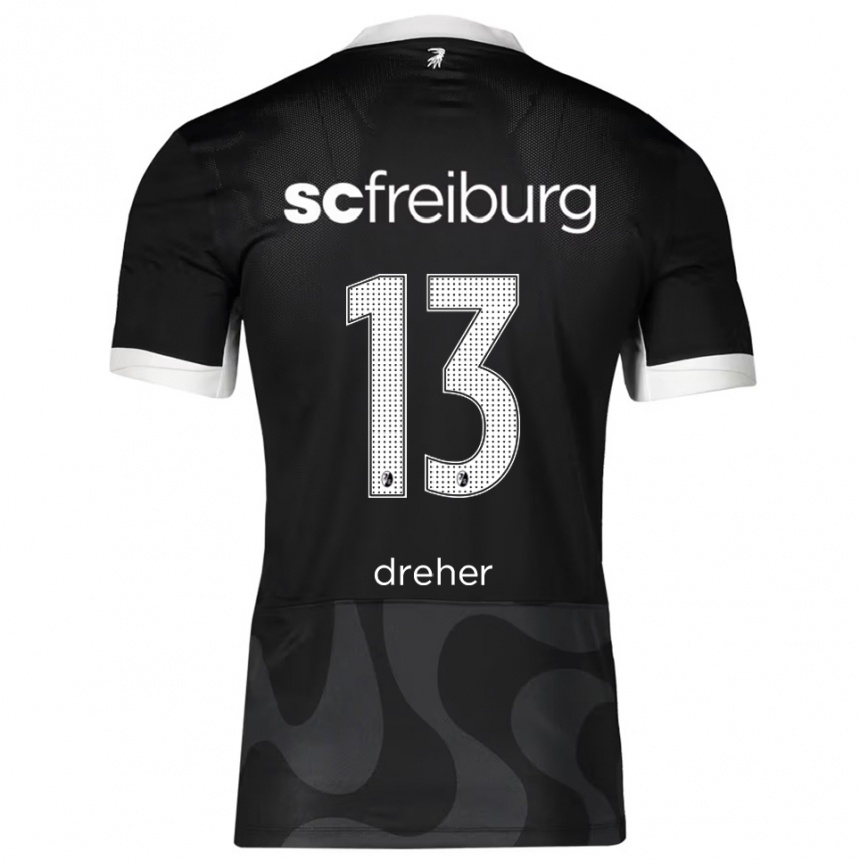 נשים כדורגל Cedric Dreher #13 שחור לבן הרחק ג'רזי 2025/26