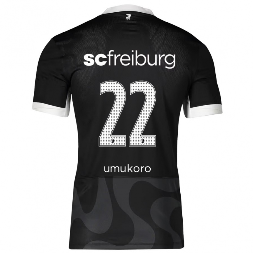 נשים כדורגל Jayden Umukoro #22 שחור לבן הרחק ג'רזי 2025/26
