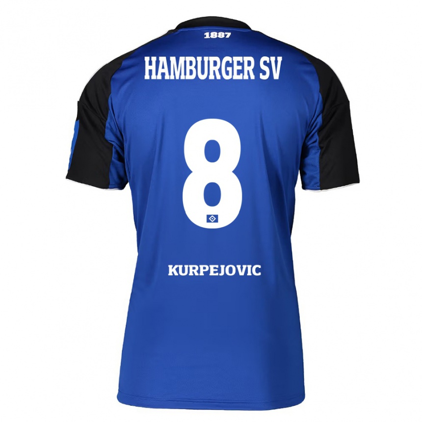 נשים כדורגל Emin Kurpejovic #8 כחול שחור הרחק ג'רזי 2025/26