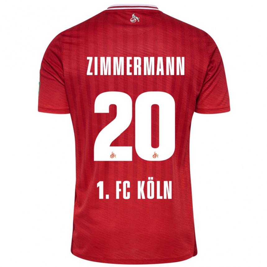 נשים כדורגל Nick Zimmermann #20 אדום לבן הרחק ג'רזי 2025/26