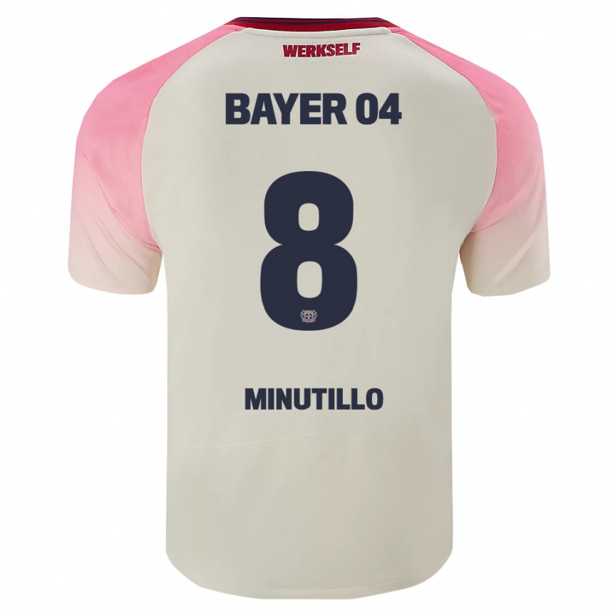 נשים כדורגל Gabriel Minutillo #8 ורוד אוף וויט הרחק ג'רזי 2025/26
