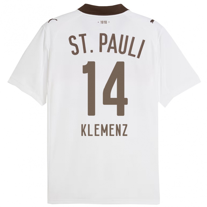 נשים כדורגל Julian Klemenz #14 לבן אדום הרחק ג'רזי 2025/26