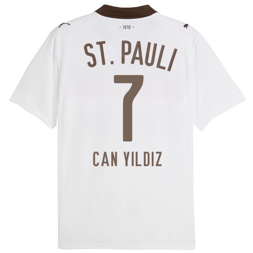נשים כדורגל Emre Can Yildiz #7 לבן אדום הרחק ג'רזי 2025/26