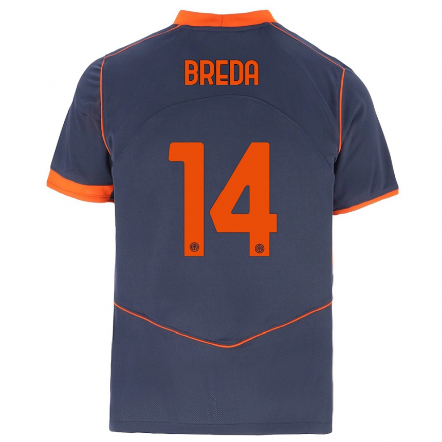 נשים כדורגל כריסטיאן ברדה #14 אפור כתום ג'רזי קיט שלישי 2025/26