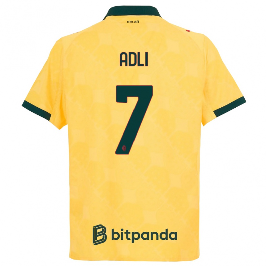 נשים כדורגל יאסין עדלי #7 צהוב שחור ג'רזי קיט שלישי 2025/26