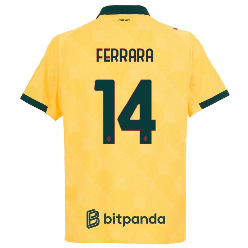 נשים כדורגל Francesco Ferrara #14 צהוב שחור ג'רזי קיט שלישי 2025/26