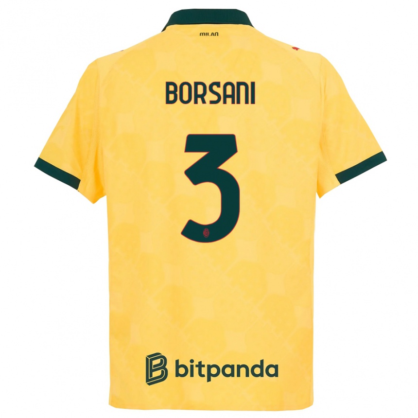 נשים כדורגל Emanuele Borsani #3 צהוב שחור ג'רזי קיט שלישי 2025/26
