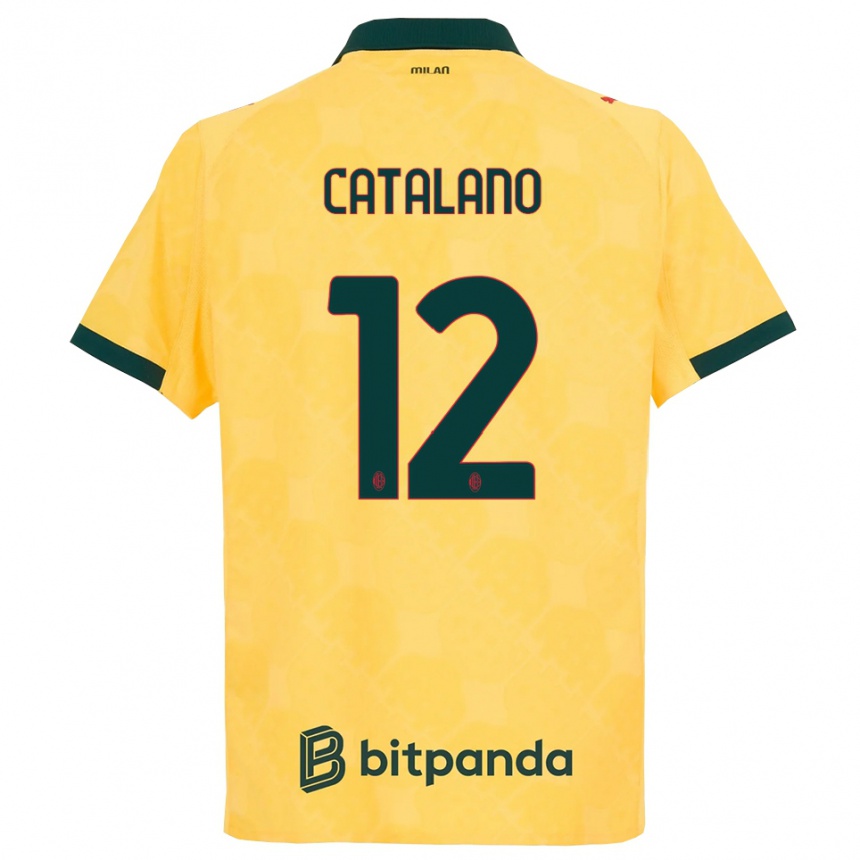 נשים כדורגל Alessio Catalano #12 צהוב שחור ג'רזי קיט שלישי 2025/26