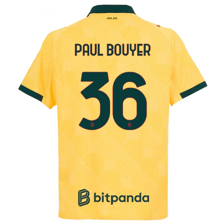 נשים כדורגל Léo Paul Bouyer #36 צהוב שחור ג'רזי קיט שלישי 2025/26