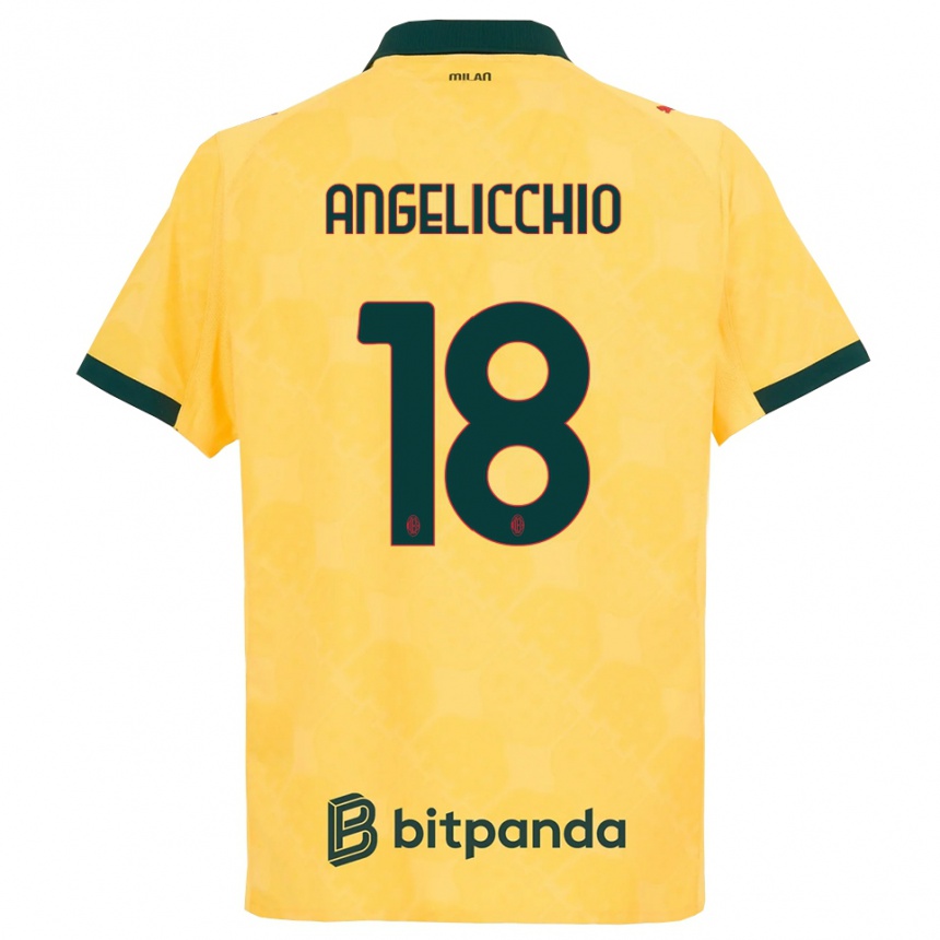 נשים כדורגל Mattia Angelicchio #18 צהוב שחור ג'רזי קיט שלישי 2025/26