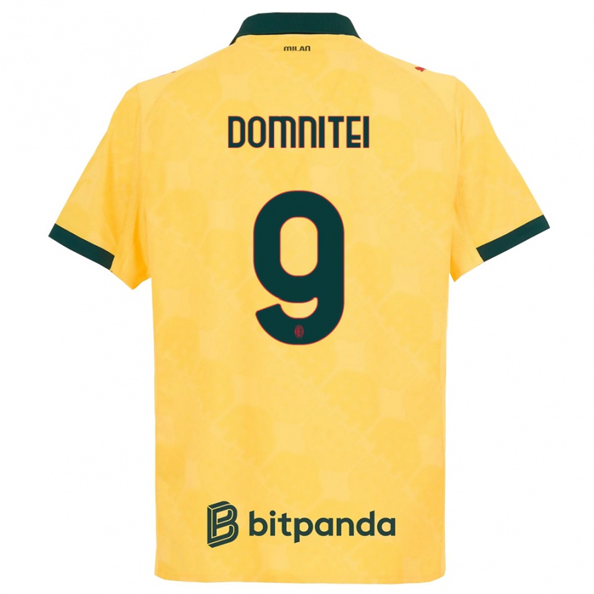 נשים כדורגל Francesco Domniței #9 צהוב שחור ג'רזי קיט שלישי 2025/26