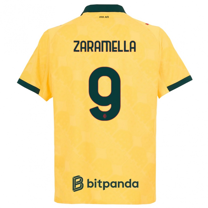 נשים כדורגל Mattia Zaramella #9 צהוב שחור ג'רזי קיט שלישי 2025/26
