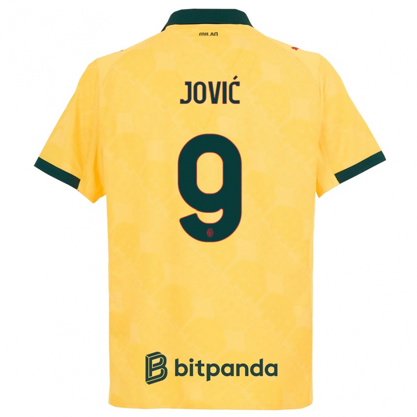 נשים כדורגל לוקה יוביץ' #9 צהוב שחור ג'רזי קיט שלישי 2025/26