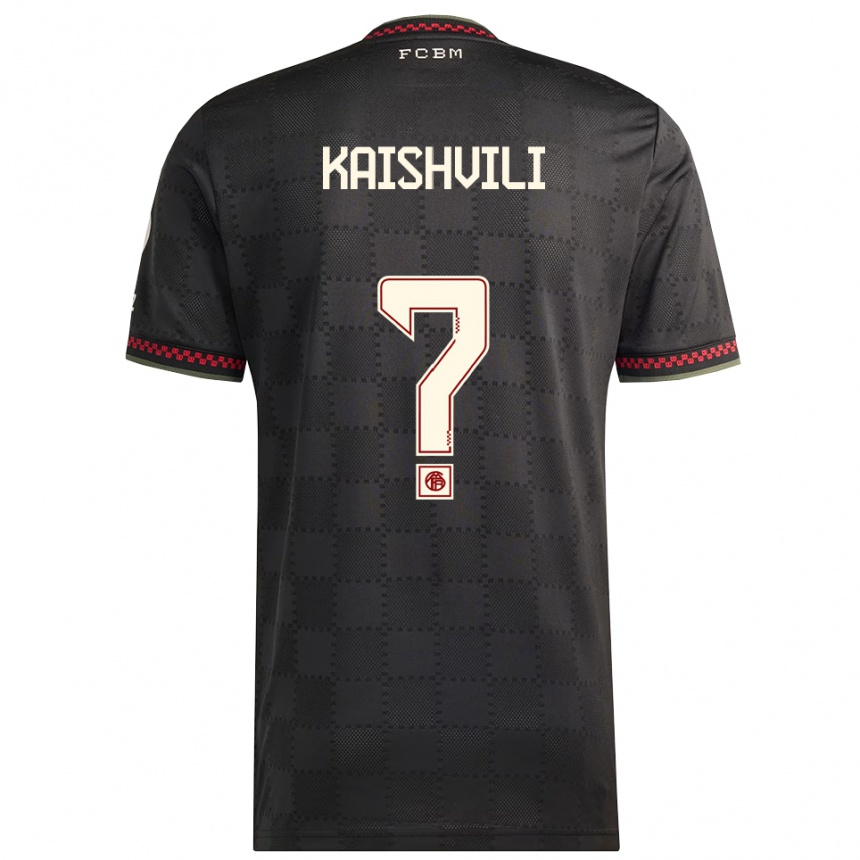 נשים כדורגל Jamal Kaishvili #0 שחור לבן ג'רזי קיט שלישי 2025/26