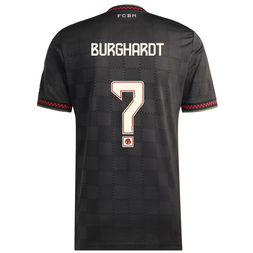 נשים כדורגל Piet Burghardt #0 שחור לבן ג'רזי קיט שלישי 2025/26