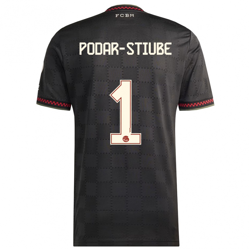 נשים כדורגל David Podar-Stiube #1 שחור לבן ג'רזי קיט שלישי 2025/26