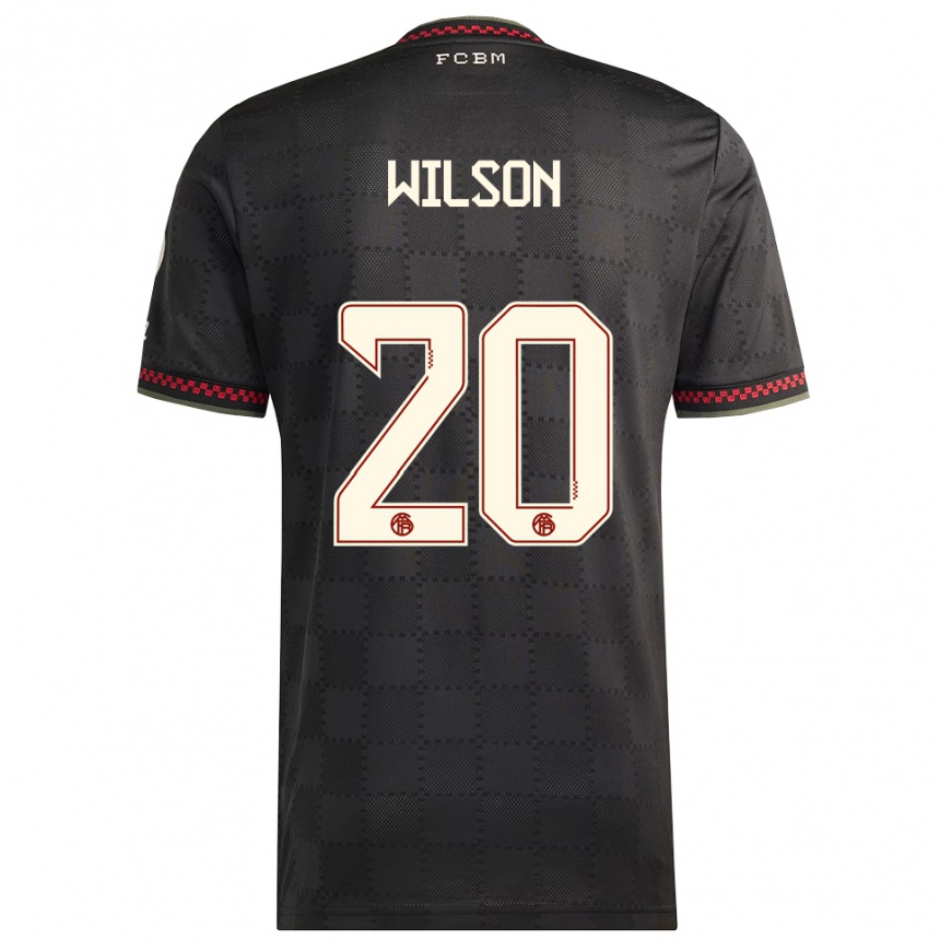 נשים כדורגל Oluwaseyi Wilson #20 שחור לבן ג'רזי קיט שלישי 2025/26
