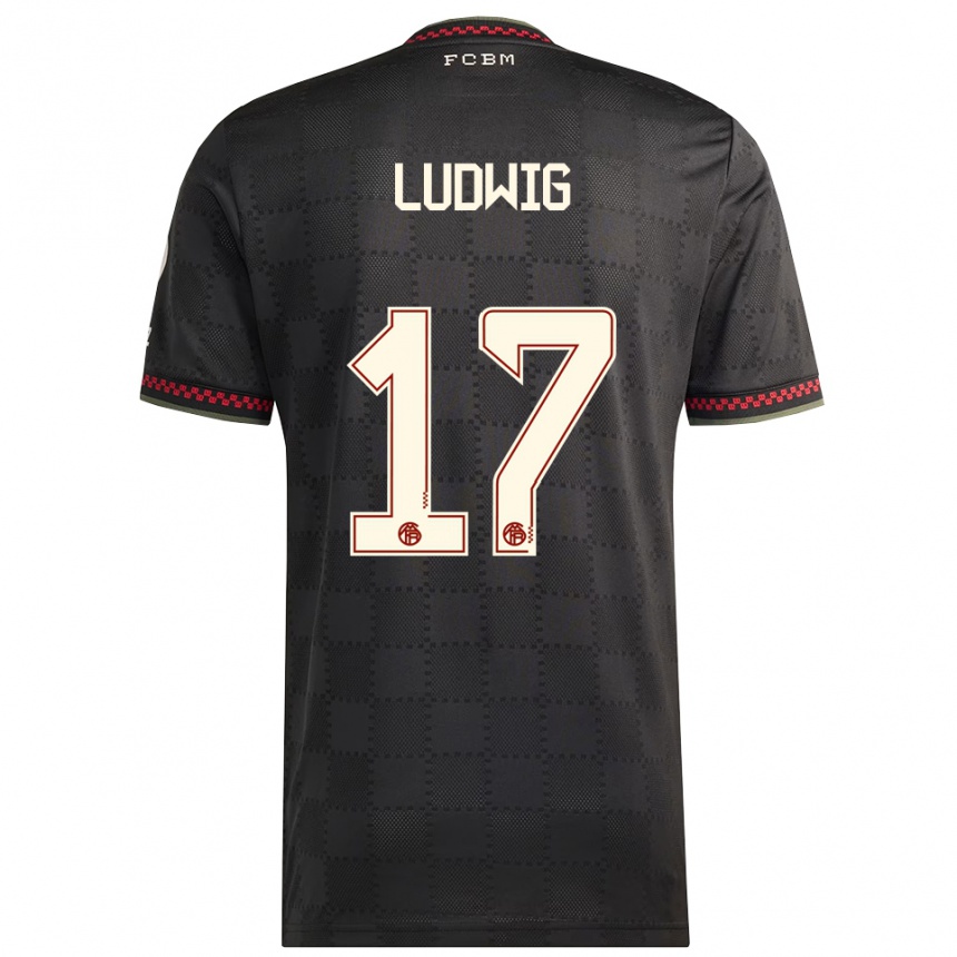 נשים כדורגל Linus Ludwig #17 שחור לבן ג'רזי קיט שלישי 2025/26
