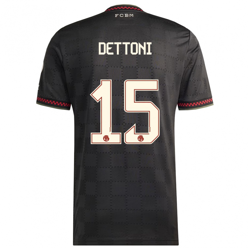 נשים כדורגל גרייסון דטוני #15 שחור לבן ג'רזי קיט שלישי 2025/26