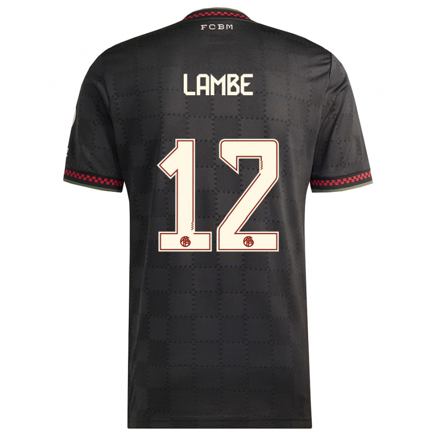 נשים כדורגל Allen Lambe #12 שחור לבן ג'רזי קיט שלישי 2025/26