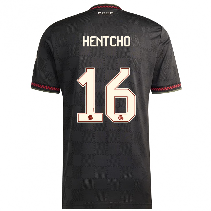נשים כדורגל Aristide Hentcho #16 שחור לבן ג'רזי קיט שלישי 2025/26