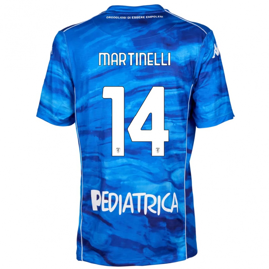 ילדים כדורגל Edoardo Martinelli #14 כחול לבן ג'רזי ביתית 2025/26