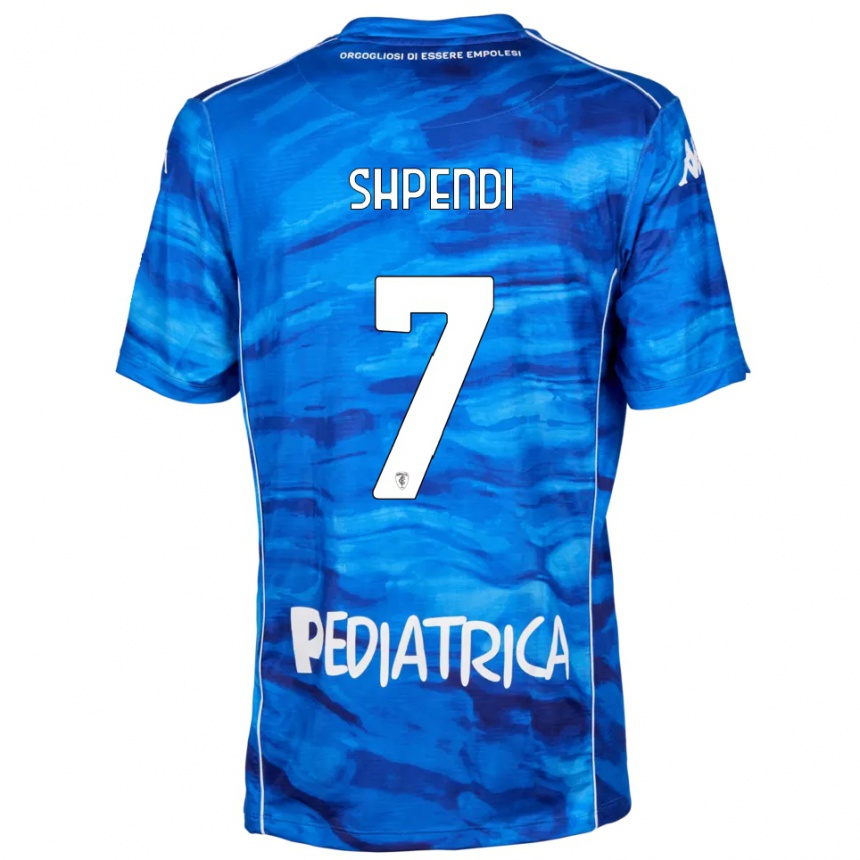 ילדים כדורגל Stiven Shpendi #7 כחול לבן ג'רזי ביתית 2025/26