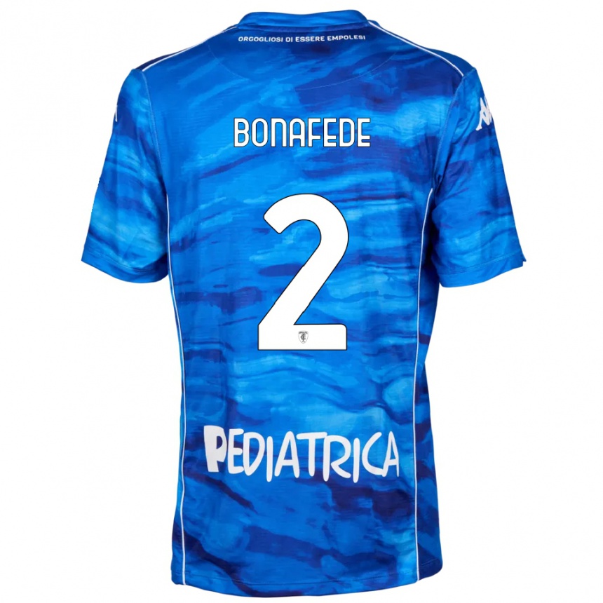 ילדים כדורגל Mattias Bonafede #2 כחול לבן ג'רזי ביתית 2025/26