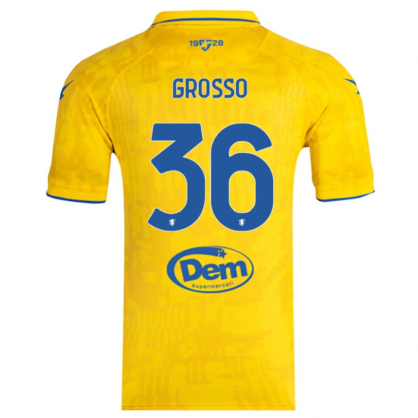 ילדים כדורגל פיליפו גרוסו #36 צהוב כחול ג'רזי ביתית 2025/26