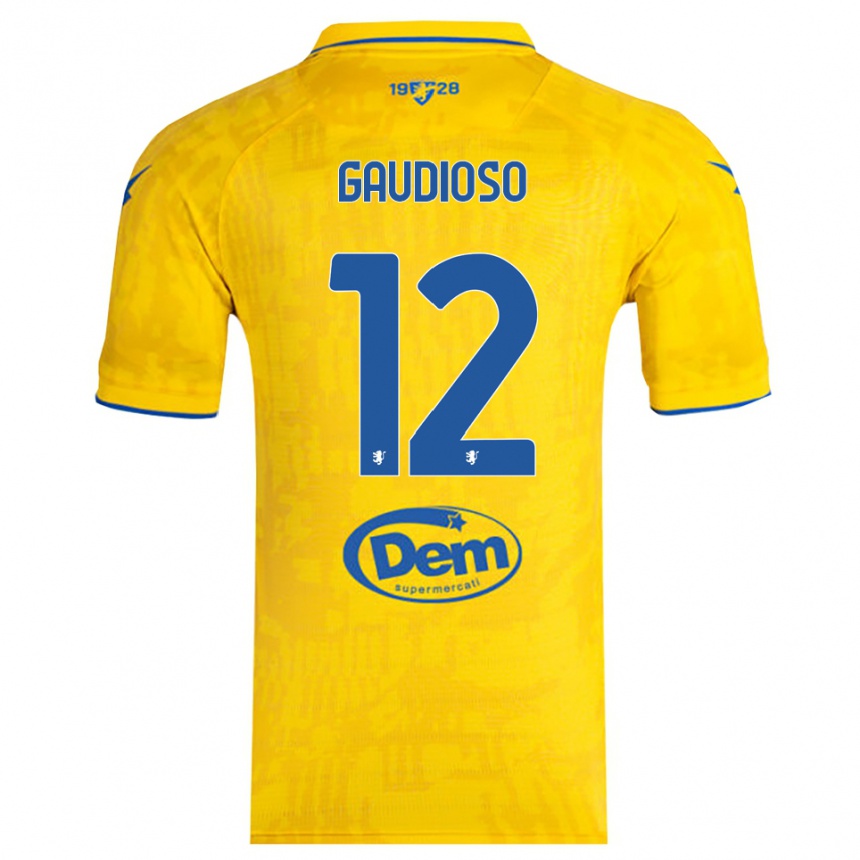 ילדים כדורגל Gianmaria Gaudioso #12 צהוב כחול ג'רזי ביתית 2025/26