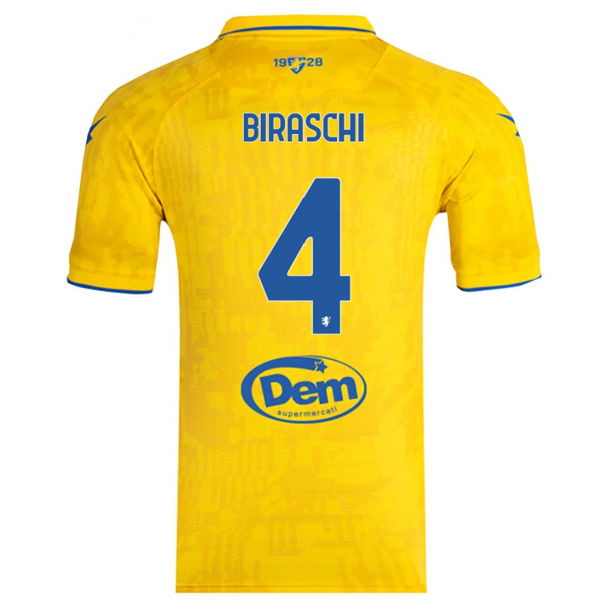 ילדים כדורגל Davide Biraschi #4 צהוב כחול ג'רזי ביתית 2025/26